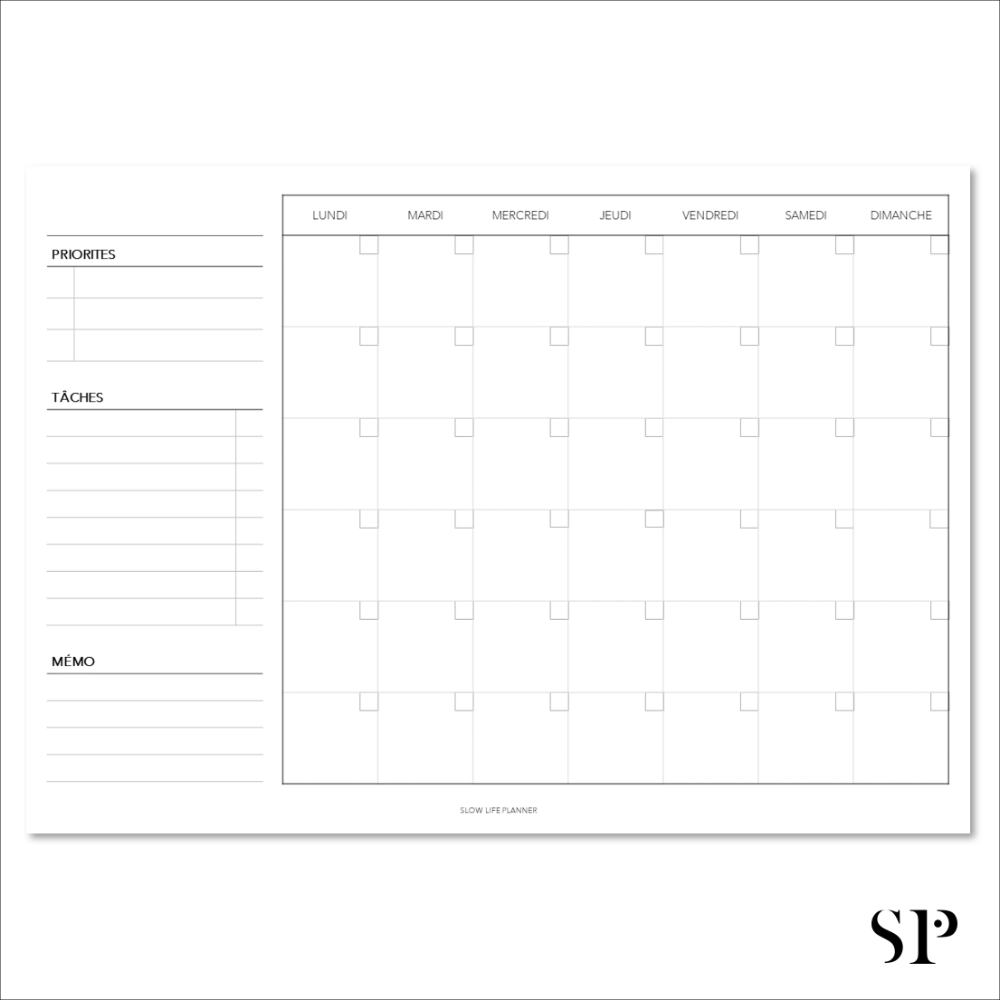 Bloc note A5 vue mensuelle