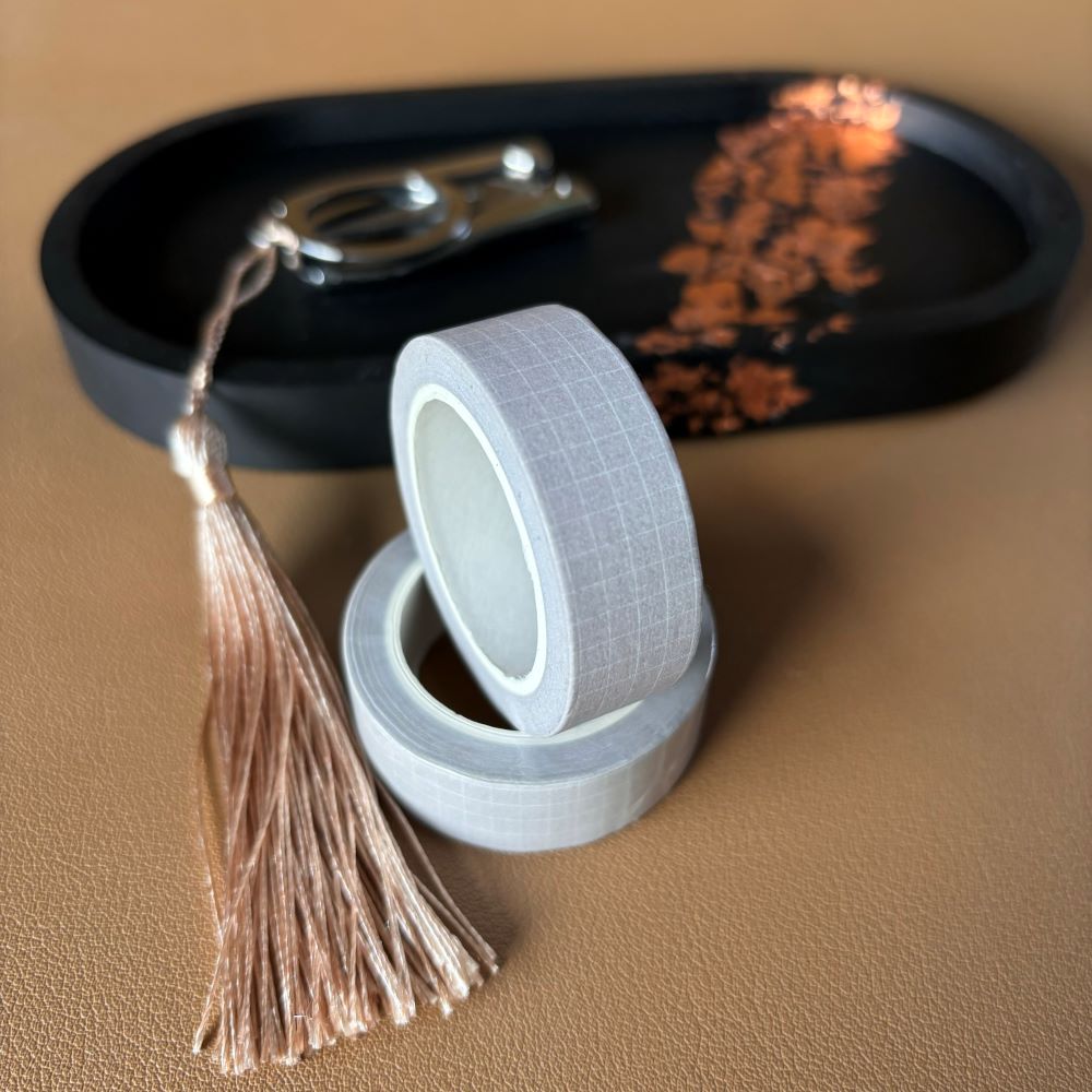 Washi tape quadrillé grège
