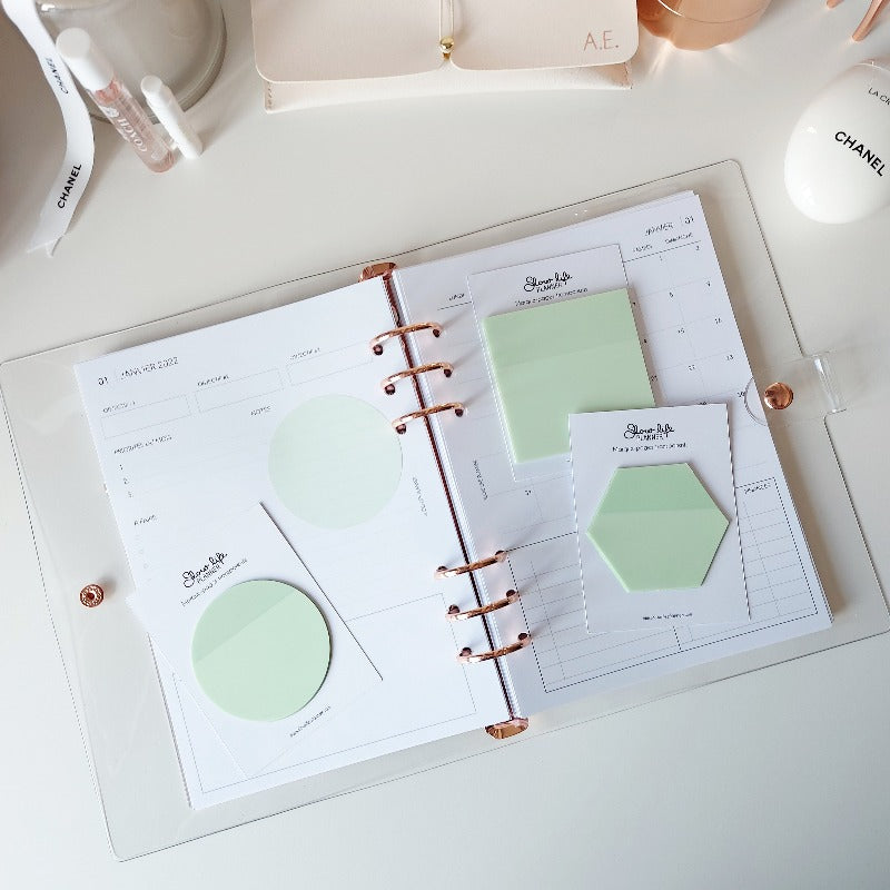 Notes adhésives transparentes hexagonales