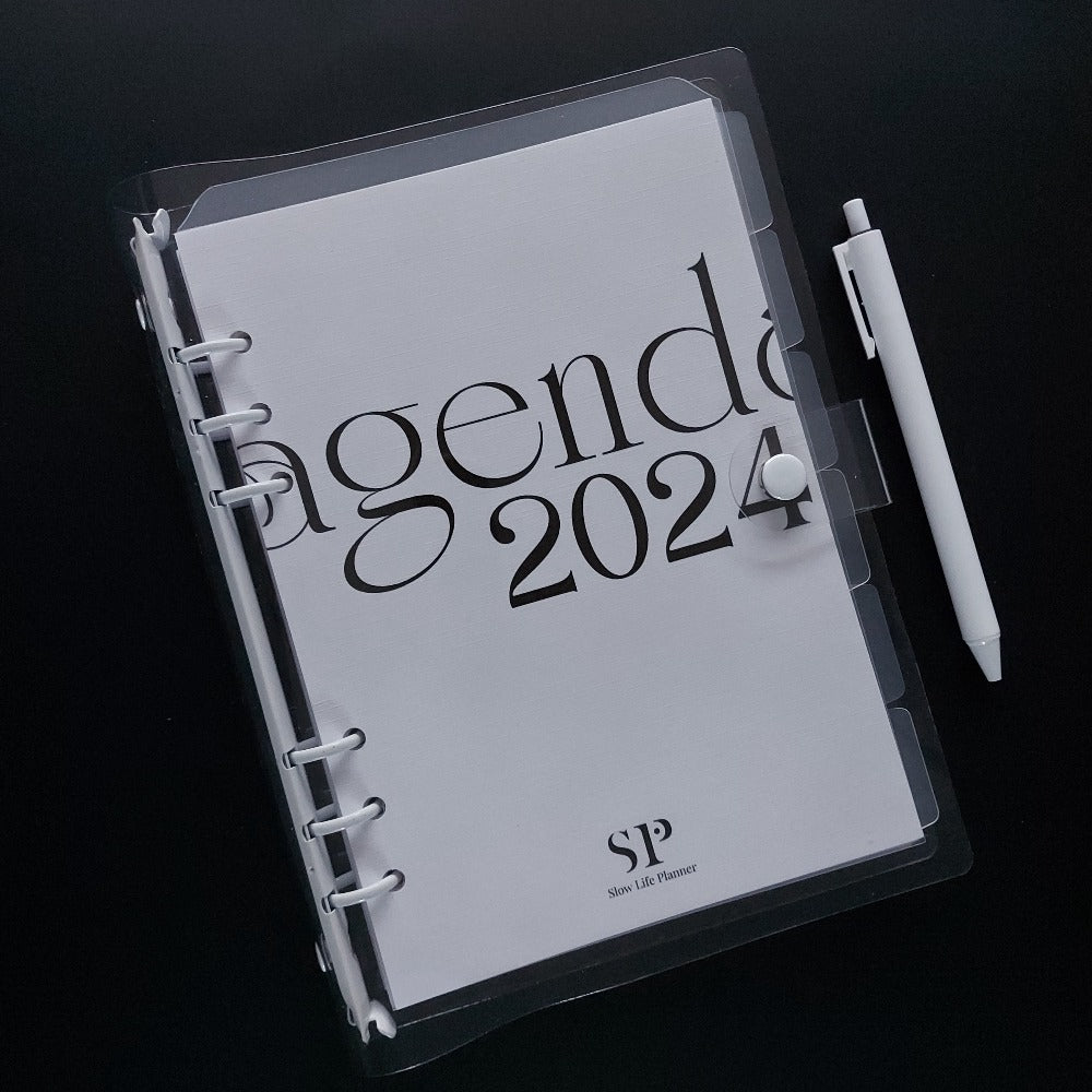 Planner transparent anneaux blancs