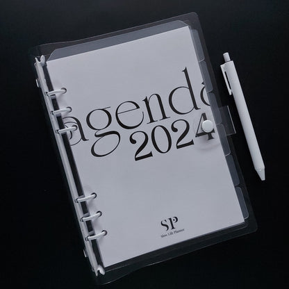 Planner transparent anneaux blancs