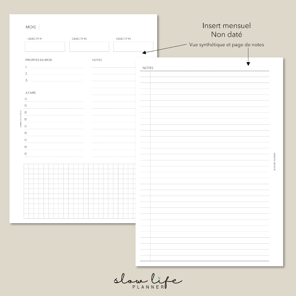 Insert Mensuel Non daté Vue mensuelle sur 1 page