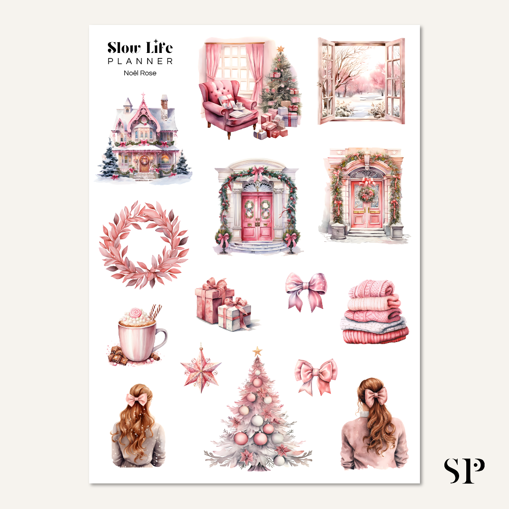 Set de Stickers Noël Rose