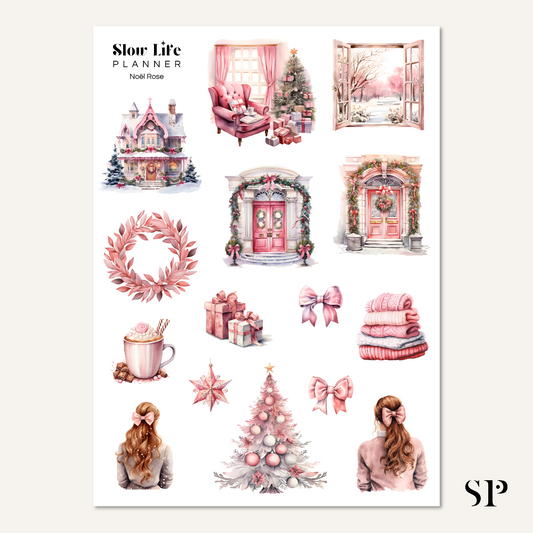 Set de Stickers Noël Rose