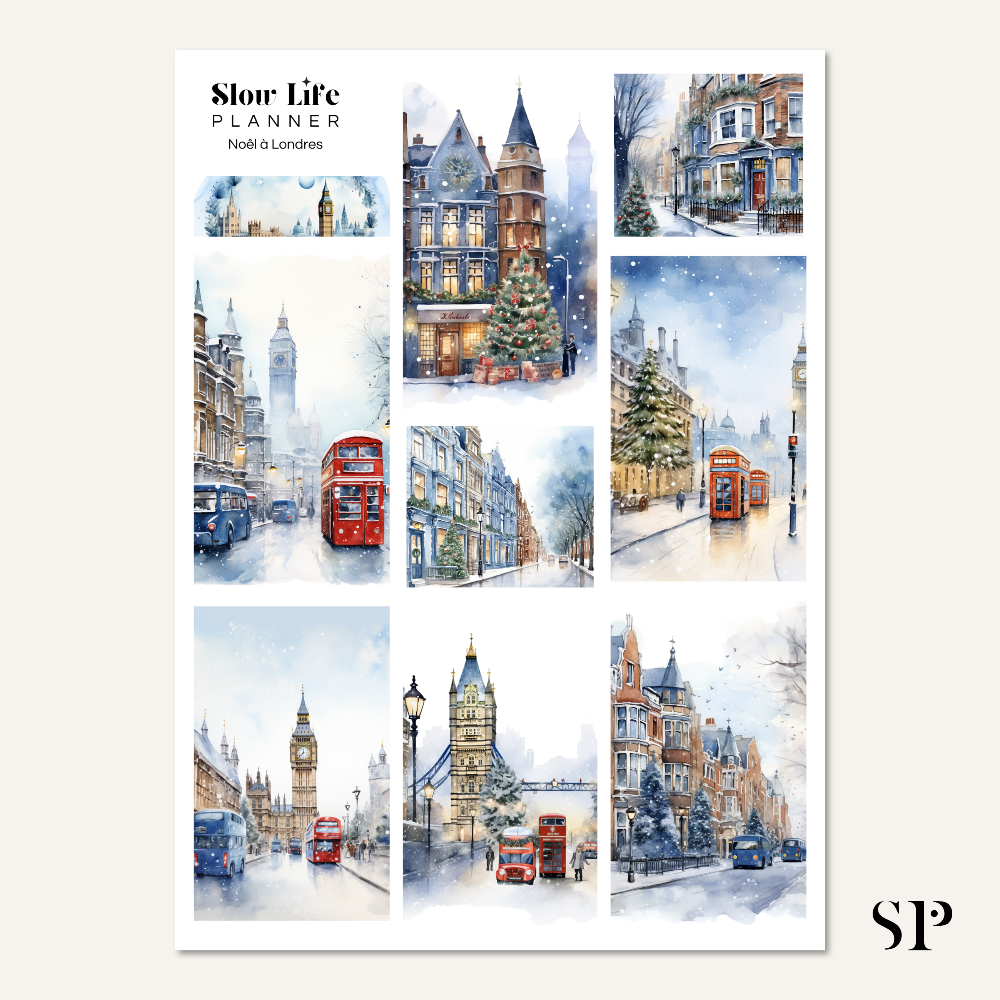 Set de Stickers Noël Paris / Londres ou New York