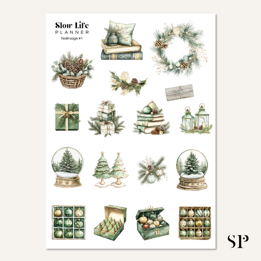 Set de stickers Noël Sage
