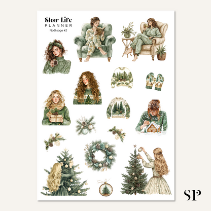 Set de stickers Noël Sage