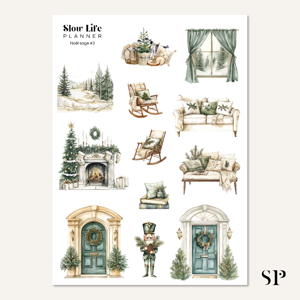 Set de stickers Noël Sage
