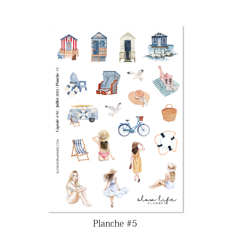 Stickers box mensuelle juillet 2023 - Set de 5 planches