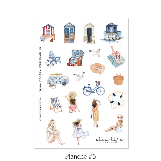 Stickers box mensuelle juillet 2023 - Set de 5 planches