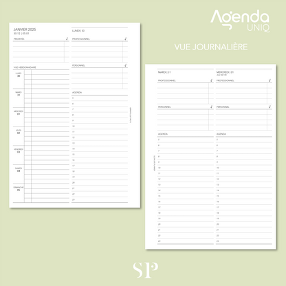 Insert journalier 2025 | Agenda Uniq