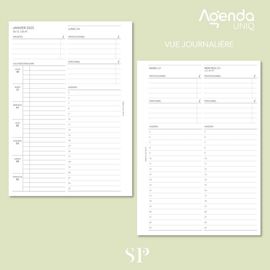 Insert journalier 2025 | Agenda Uniq