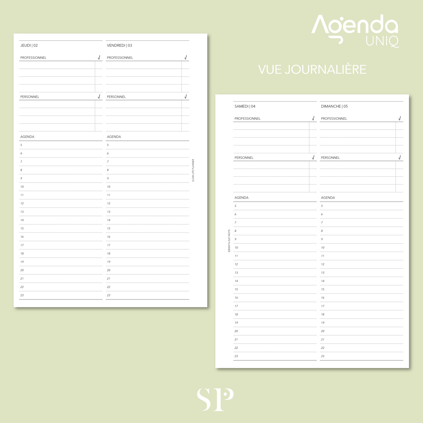 Insert journalier 2025 | Agenda Uniq