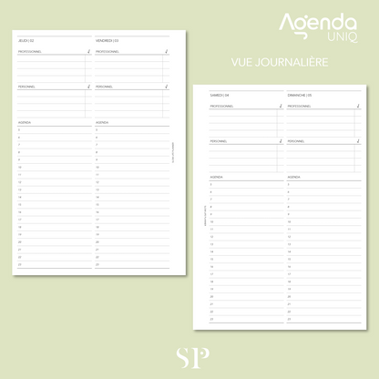 Insert journalier 2025 | Agenda Uniq