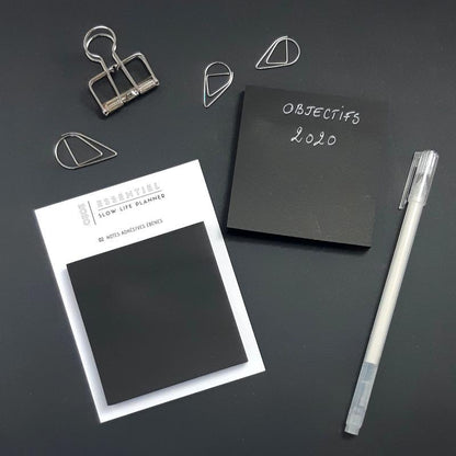Bloc notes adhésives repositionnables noires - Black sticky notes
