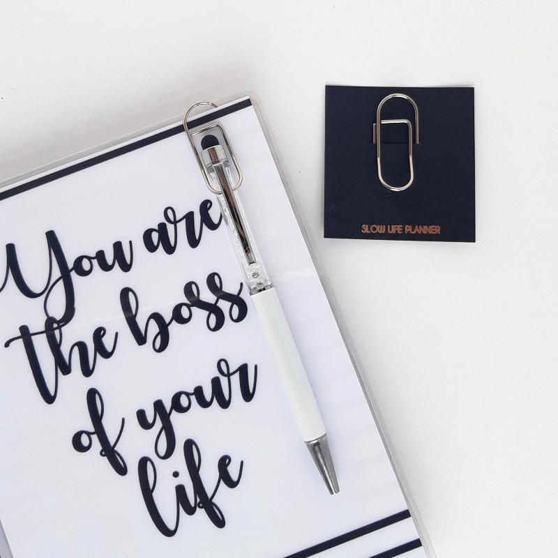 Trombone porte-stylo métal argenté