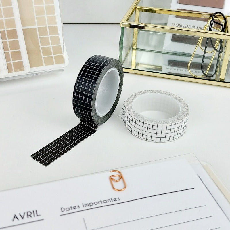 Washi tape carreaux noir et blanc - grid washi tape