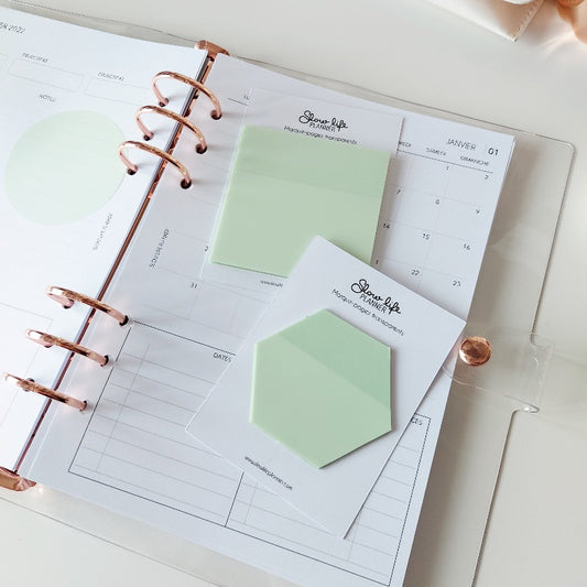 Notes adhésives transparentes hexagonales