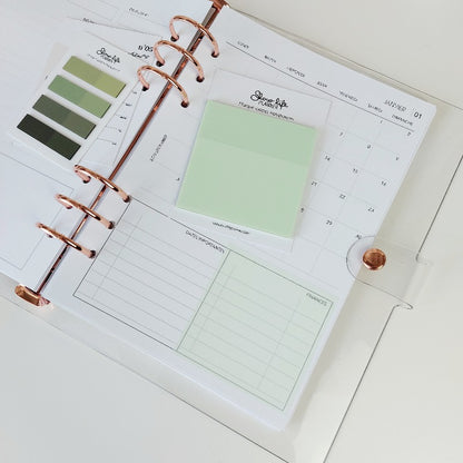 Notes adhésives transparentes vert amande