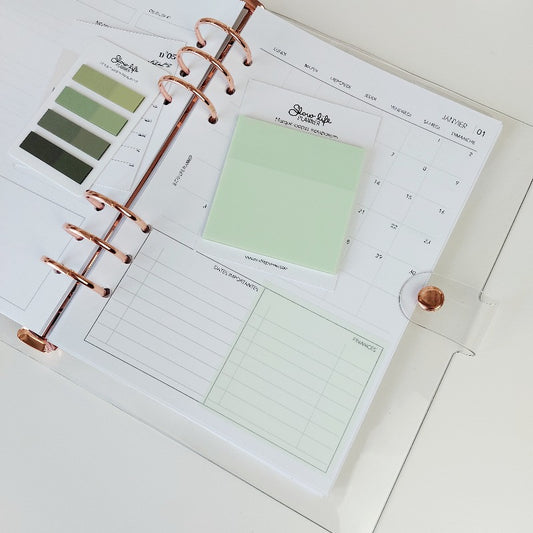 Notes adhésives transparentes vert amande
