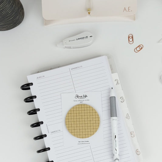 Sticy notes rondes kraft à petits carreaux