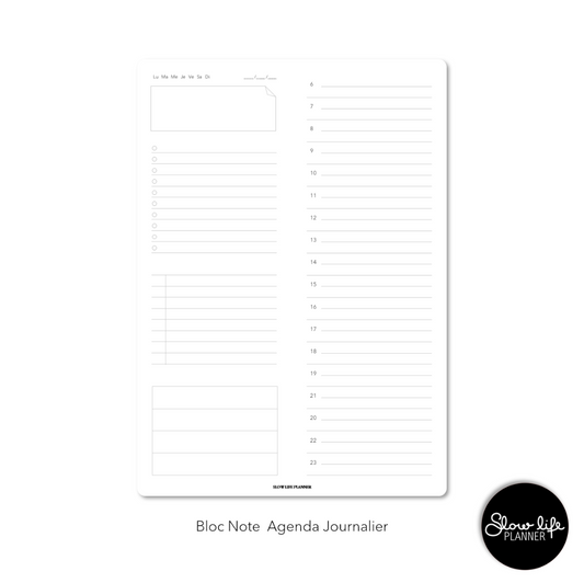 Bloc note Agenda journalier