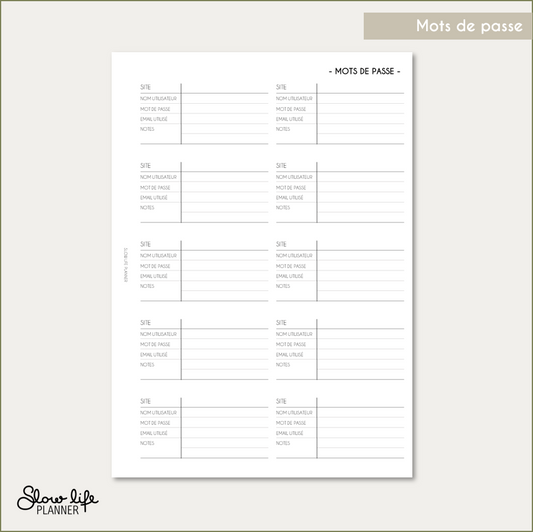 insert mots de passe