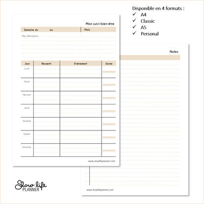 Mon agenda suivi bien-être - Slow Life Planner