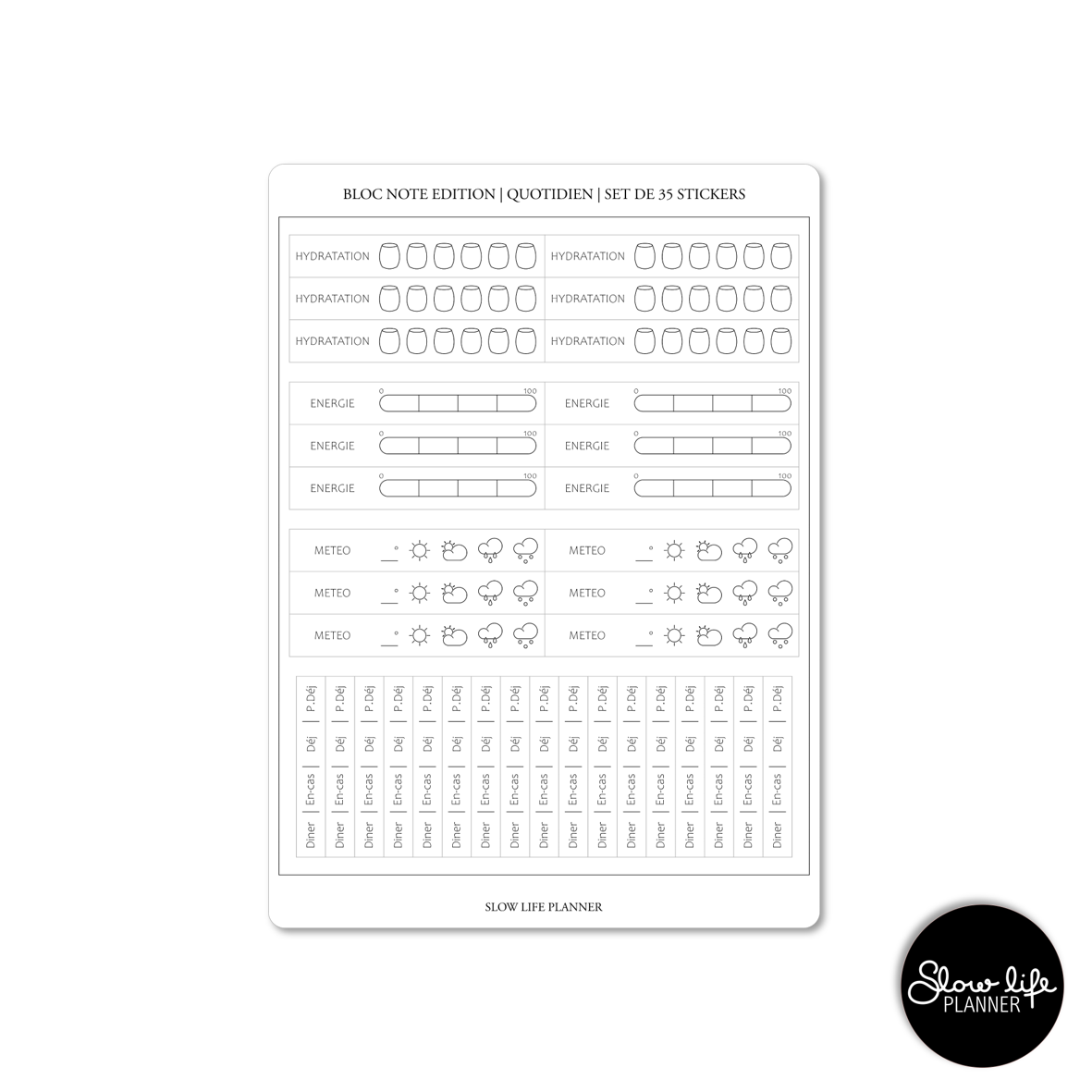 Planche de 35 Stickers | Bloc Note Edition #1